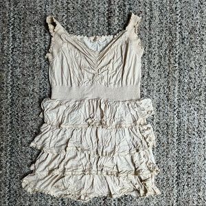 Pol Cream Tiered Ruffle Tank Top L